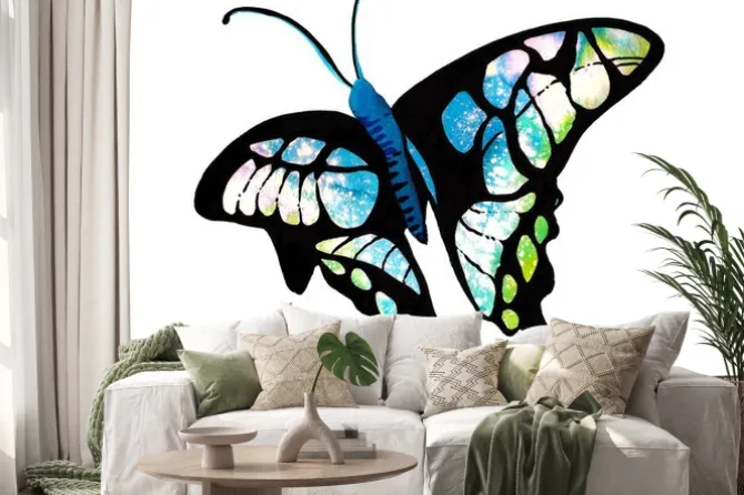 Naklejka: 수채화 타이 다이 기법 으로 표현한 나비