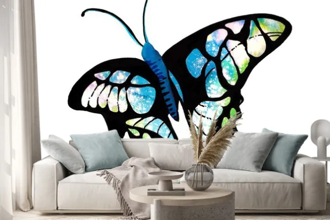 Naklejka: 수채화 타이 다이 기법 으로 표현한 나비