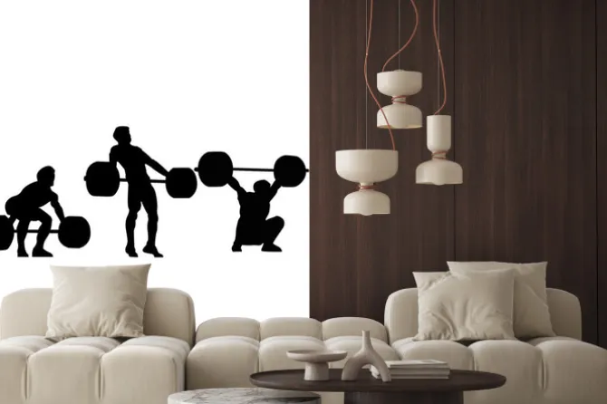 Naklejka: Поднятие штанги, выполнение рывка в трех фазах: тяга, подрыв