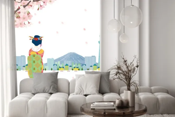 Naklejka: 日本 イ ラ ス ト 桜 ス カ イ ツ リ ー