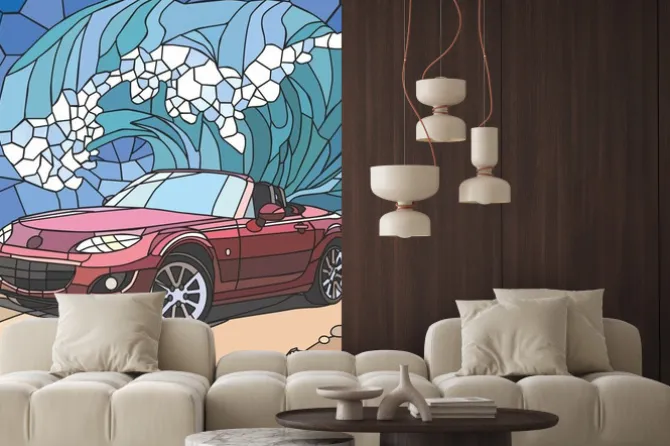 Naklejka: Автомобиль на берегу моря (samochód na plaży)