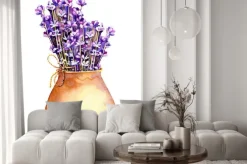 Naklejka: A bouquet of lavender flowers, twigs tied with twine, a rope