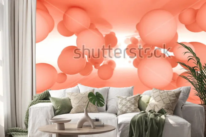 Naklejka: Abstract geometric background with balls in tunnel. 3d illustration.