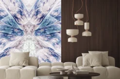 Naklejka: Abstract intricate symmetrical rose and blue ornament. fantastic