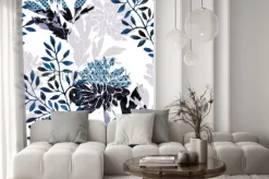 Naklejka: Abstract kwiatowy wzór. akwarela kwiaty, liście wypełnione minimalnymi