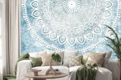 Naklejka: Abstract mandala graphic design and watercolor digital art painting