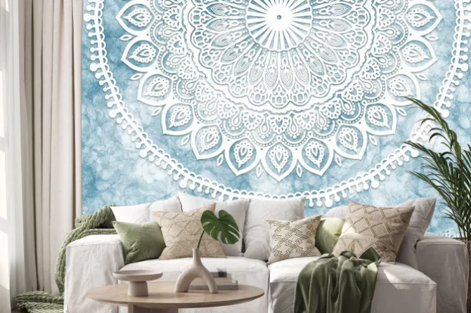 Naklejka: Abstract mandala graphic design and watercolor digital art painting