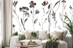 Naklejka: Abstract watercolor autumn flower set. herbarium in boho style.