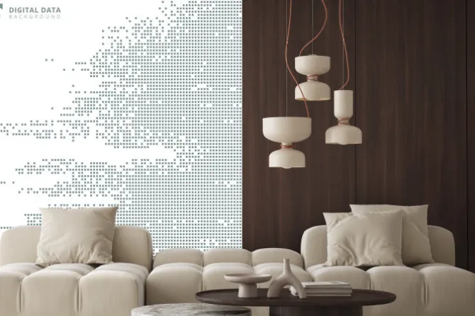 Naklejka: Abstrakcjonistycznej technologii cyfrowych danych kwadrata piksla