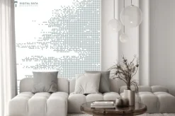 Naklejka: Abstrakcjonistycznej technologii cyfrowych danych kwadrata piksla