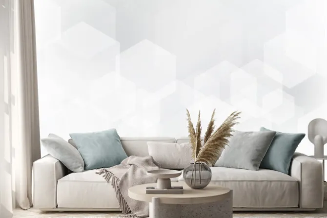 Naklejka: Abstrakcjonistyczny geometryczny sześciokąt narzuty wzór na białym