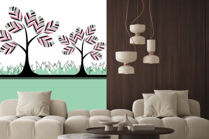 Naklejka: Abstrakcyjna drzewa, kwiaty. ilustracji wektorowych