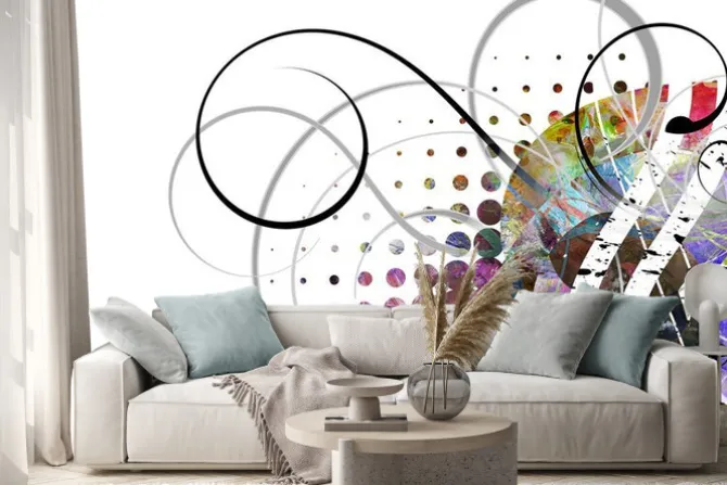 Naklejka: Abstrakcyjna grafika z kolorowych linii