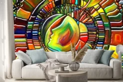 Naklejka: Abstrakcyjna kompozycja z twarzą