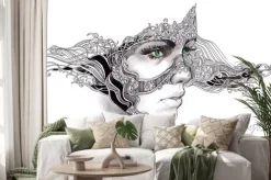 Naklejka: Abstrakcyjna twarz kobiety w formie maski