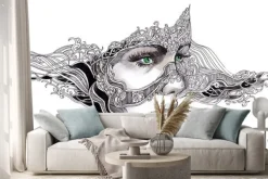 Naklejka: Abstrakcyjna twarz kobiety w formie maski