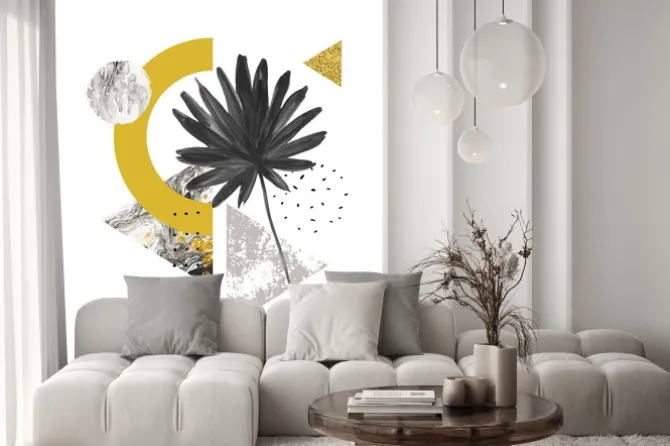 Naklejka: Abstrakcyjne kształty geometryczne lato, egzotyczny liść. trójkąty