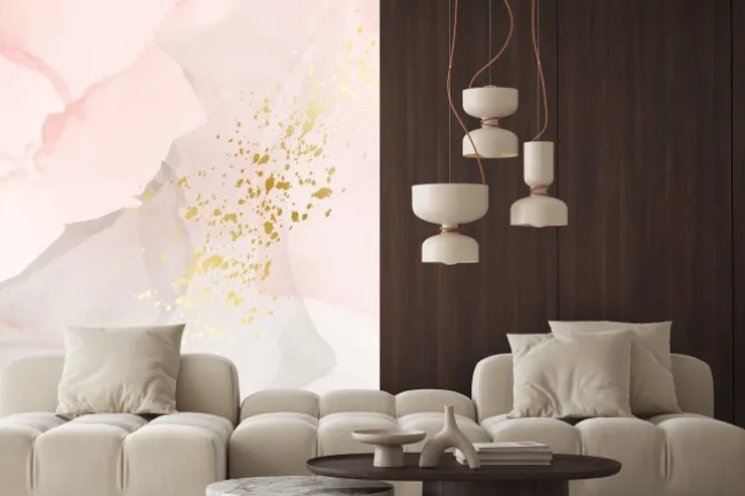 Naklejka: Abstrakcyjne plamy tuszu ze złotawymi akcentami