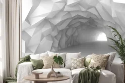 Naklejka: Abstrakcyjne wnętrze tunelu z geometrycznymi ścianami