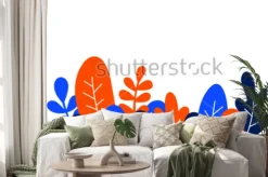 Naklejka: Abstrakcyjny wzór z tropikalnych liści. ręcznie rysować tekst.