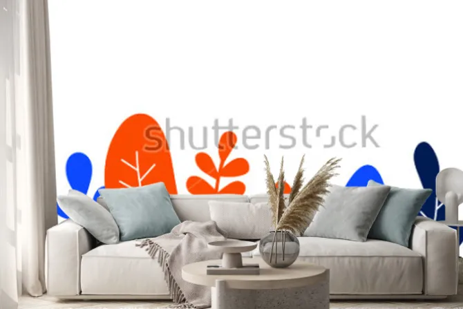 Naklejka: Abstrakcyjny wzór z tropikalnych liści. ręcznie rysować tekst.