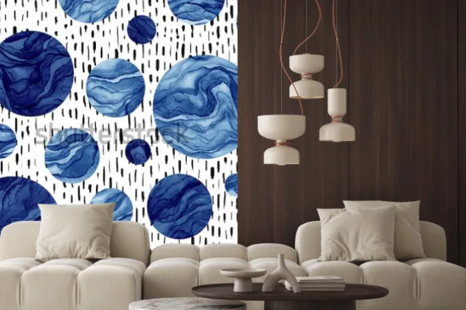 Naklejka: Abstrakcyjny wzór z granatowych kół