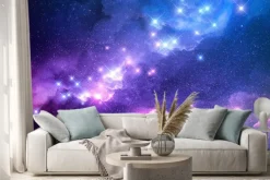 Naklejka: Abstrakta różowy i błękitny galaxy tło wypełniał z jaskrawymi