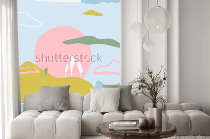 Naklejka: Abstrakta wzór z zmierzchem na góry. artystyczny współczesny