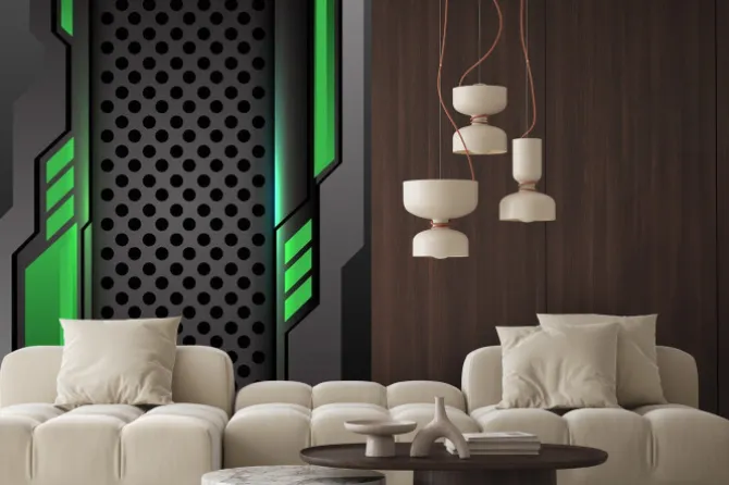 Naklejka: Abstrakta zielony zmrok - szary futurystyczny na okrąg siatce