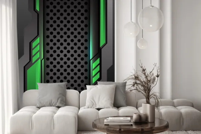 Naklejka: Abstrakta zielony zmrok - szary futurystyczny na okrąg siatce