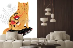 Naklejka: Ładny ręcznie przygotowany kota