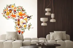 Naklejka: Afryka mapa podróże, decrative symbolem kontynentu afryki z eth