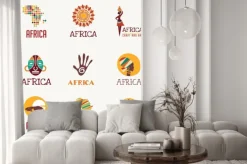 Naklejka: Afryka, safari zestaw ikon i elementów