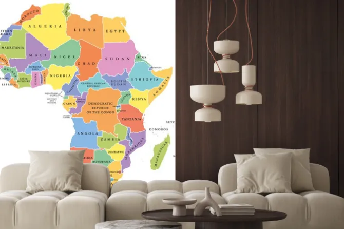 Naklejka: Afryka singiel stanowi mapę polityczną. każdy kraj posiada własny