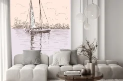 Naklejka: Żaglowiec na brzegu