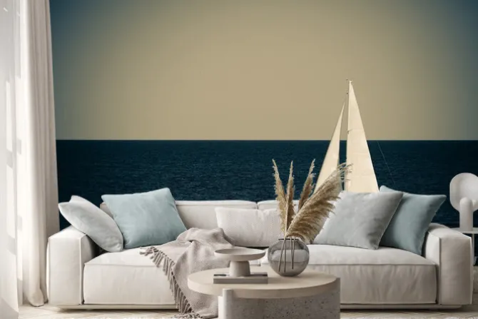 Naklejka: Żaglówka na morzu