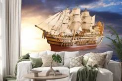 Naklejka: Żaglówka o zachodzie słońca