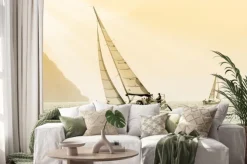 Naklejka: Żaglówki na tle nieba o zachodzie słońca