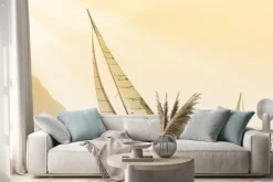 Naklejka: Żaglówki na tle nieba o zachodzie słońca