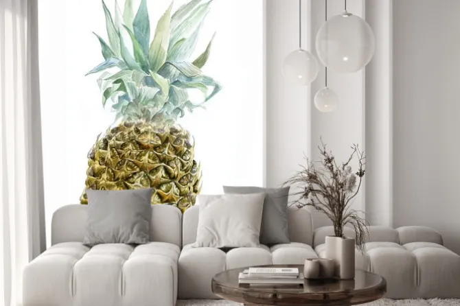 Naklejka: Akwarela ananasów wyizolowanych na białym tle