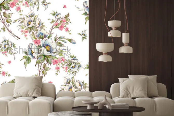 Naklejka: Akwarela bezszwowe wzór bukiet kwiatów-9. piękny wzór do dekoracji