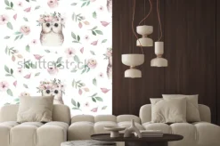 Naklejka: Akwarela bezszwowe strony ilustrowany kwiatowy wzór z kwiatowy