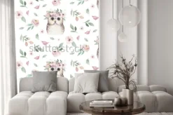 Naklejka: Akwarela bezszwowe strony ilustrowany kwiatowy wzór z kwiatowy