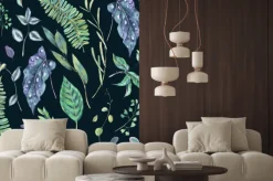 Naklejka: Akwarela bezszwowych wzór zielonych liści egzotycznych