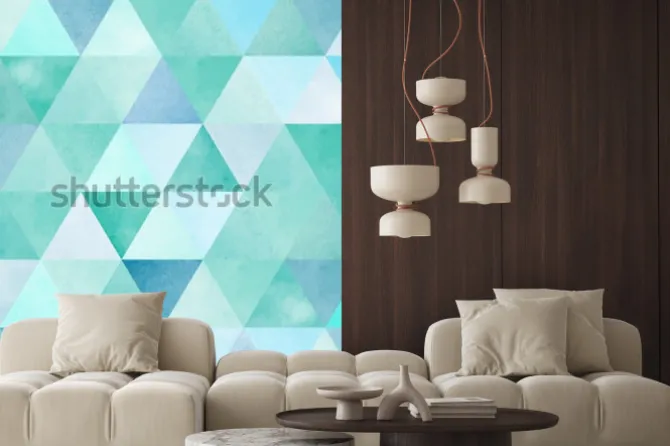 Naklejka: Akwarela bezszwowe wzór z rocznika trójkąt geometryczny