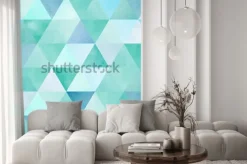 Naklejka: Akwarela bezszwowe wzór z rocznika trójkąt geometryczny