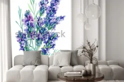 Naklejka: Akwarela bukiet kwiatów lawendy ilustracja na na białym tle