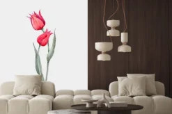 Naklejka: Akwarela czerwony tulipan