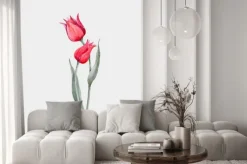 Naklejka: Akwarela czerwony tulipan