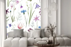 Naklejka: Akwarela dzikich kwiatów wzór